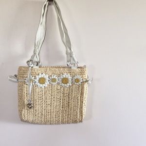 Brighton Straw Purse with flowers
